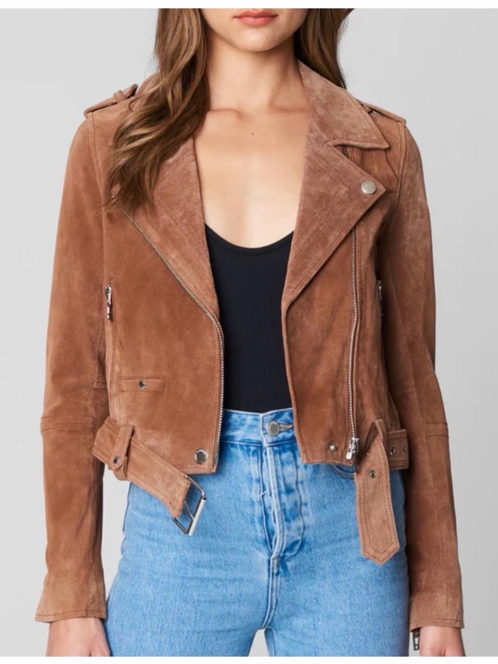 Blank NYC Tan Suede Moto Jacket with Belt - Picture 9 of 9